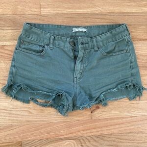 Free People Distressed Green Denim Shorts -  Women’s Size W 27